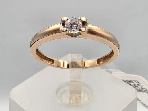 Gold ring with zircon, 1.91 g, size 18