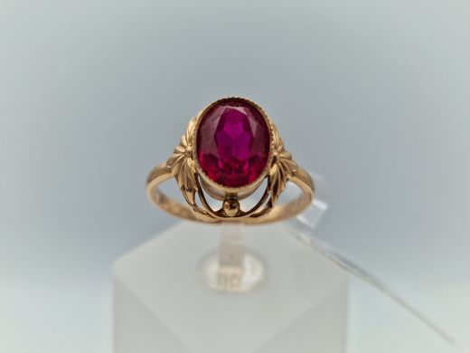Zelta gredzens ar koraļļi, 3.96 g, izm. 18.5