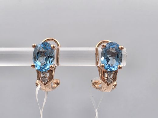 Золотые серьги с топазом, 2.76 г