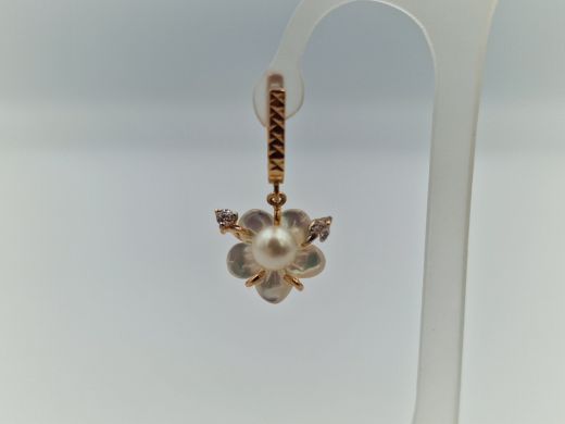 Золотые серьги с цирконом, 4.14 г