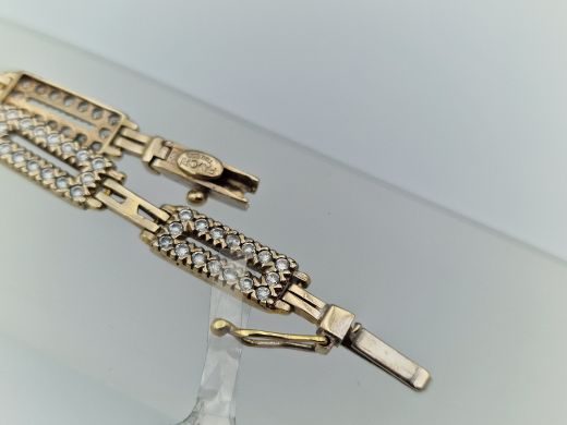 Zelta rokassprādze ar cirkoniju, 9.61 g, izm. 19.5