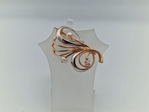 Zelta broša ar cirkoniju, 3.19 g