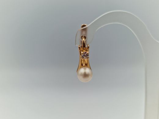 Золотые серьги с цирконом, 2.78 г