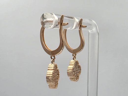 Золотые серьги с цирконом, 2.76 г