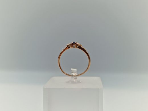 Zelta gredzens ar briljantu un safīru, 1.04 g, izm. 16.2