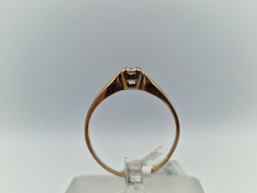 Zelta gredzens ar briljantu, 1.74 g, izm. 18.5