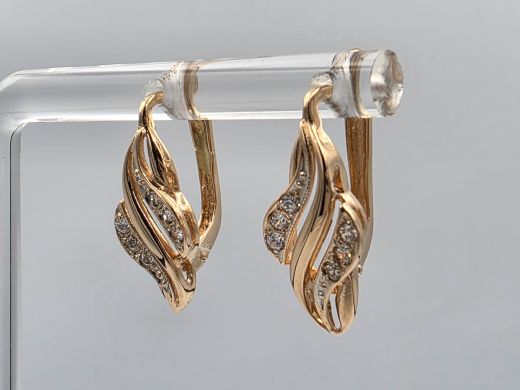 Золотые серьги с цирконом, 2.85 г