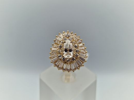 Zelta gredzens ar cirkoniju, 5.94 g, izm. 16.5