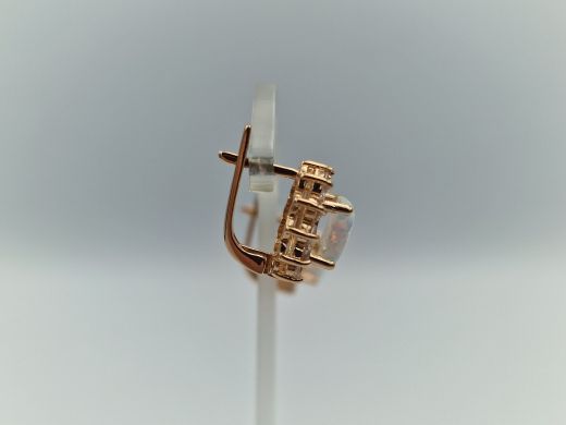 Золотые серьги с цирконом, 5.98 г