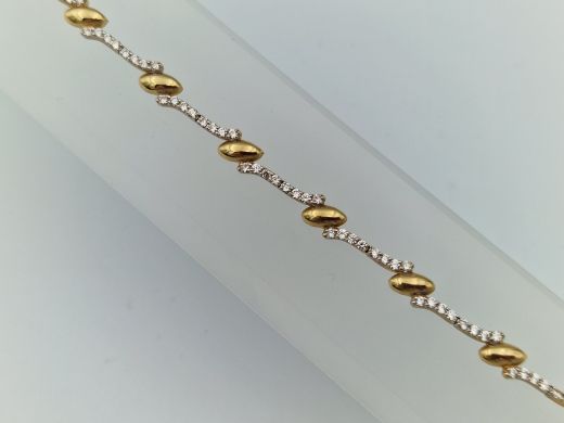 Zelta rokassprādze ar cirkoniju, 6.76 g, izm. 19