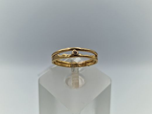 Zelta gredzens ar cirkoniju, 1.53 g, izm. 16.5