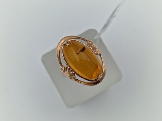 Zelta gredzens ar dzintaru, 5.17 g, izm. 17.5