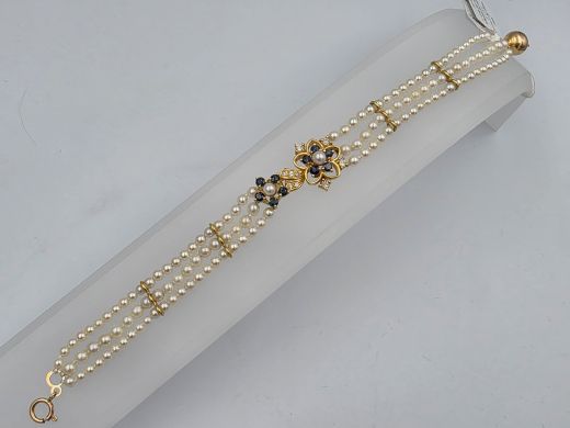 Zelta aproce ar briljantu un safīru, 9.52 g, izm. 17 cm