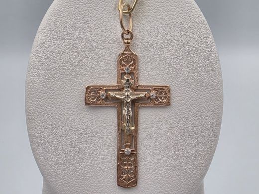 Gold cross with zircon, 2.80 g