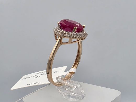 Gold ring with ruby and zircon, 3.34 g, size 20