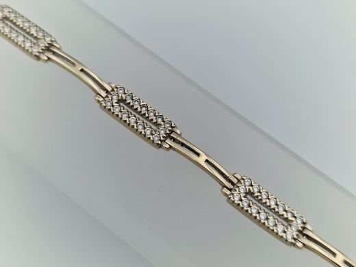 Zelta rokassprādze ar cirkoniju, 9.61 g, izm. 19.5