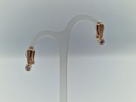 Золотые серьги с цирконом, 2.5 г