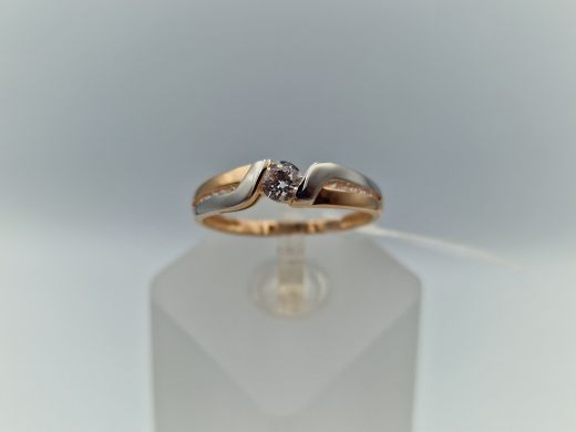 Zelta gredzens ar cirkoniju, 1.9 g, izm. 18