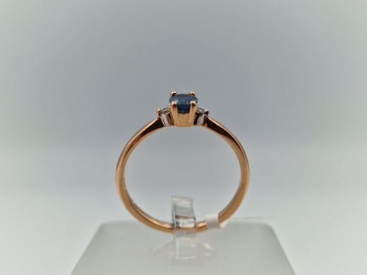 Zelta gredzens ar briljantiem un safīriem, 1.74 g, izm. 16.8
