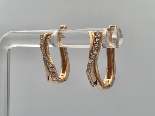 Золотые серьги с цирконом, 1.89 г