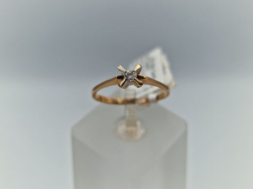 Zelta gredzens ar briljantu, 1.67 g, izm. 17.5