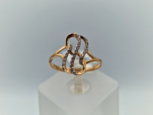 Zelta gredzens ar cirkoniju, 1.42 g, izm. 17