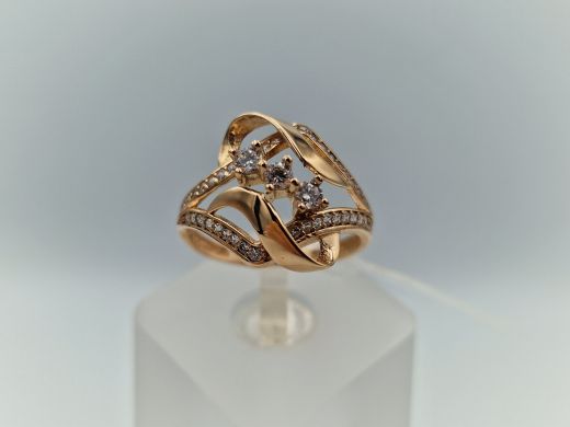 Zelta gredzens ar cirkoniju, 2.73 g, izm. 18