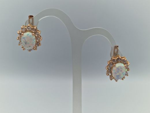 Золотые серьги с цирконом, 5.98 г