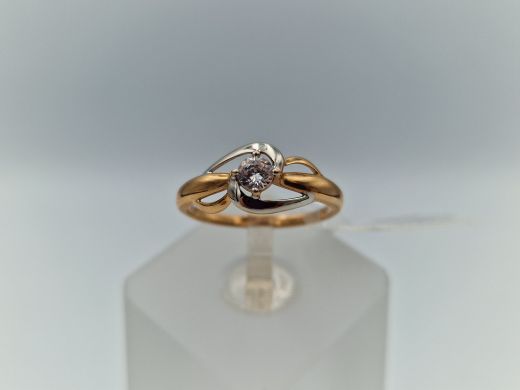 Zelta gredzens ar cirkoniju, 1.29 g, izm. 16