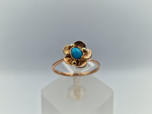 Zelta gredzens ar tirkīzu, 1.92 g, izm. 17.5