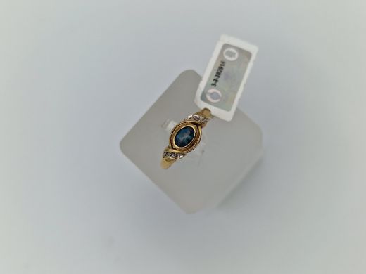 Zelta gredzens ar briljantu un topāzu, 1.75 g, izm. 17