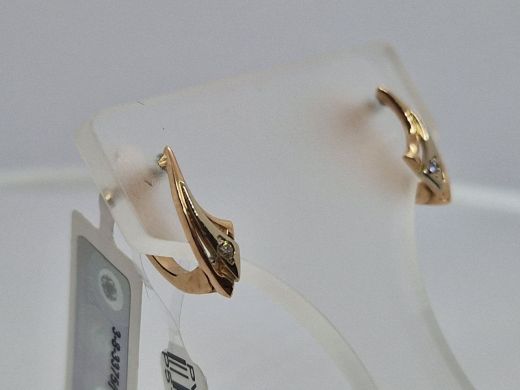 Золотые серьги с бриллиантом, 2.08 г