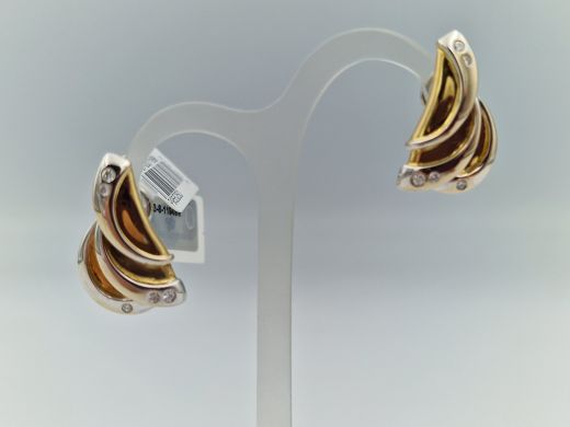 Золотые серьги с бриллиантом, 6.81 г