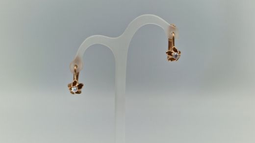 Золотые серьги с цирконом, 3.2 г