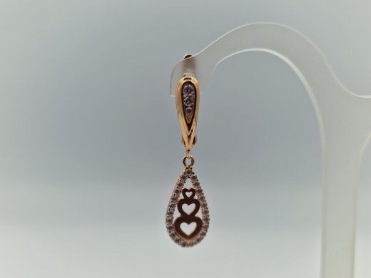 Золотые серьги с цирконом, 2.4 г