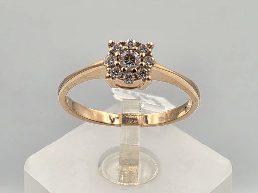 Gold ring with zircon, 2.22 g, size 17.5
