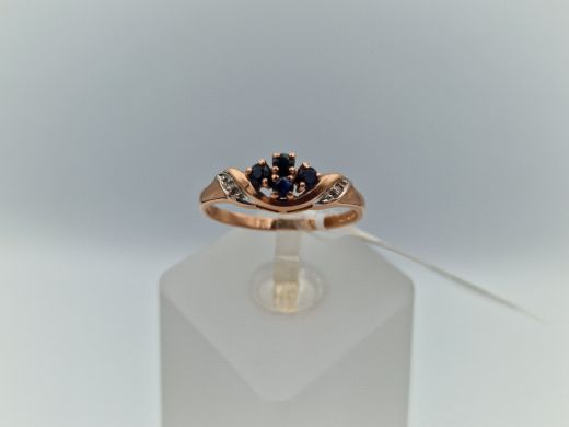 Zelta gredzens ar safīru, 1.86 g, izm. 17