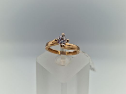 Zelta gredzens ar cirkoniju, 1.79 g, izm. 15.5