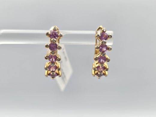 Zelta auskari ar briljantiem un safīriem, 4.87 g