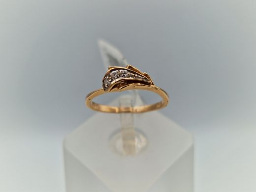 Zelta gredzens ar cirkoniju, 1.54 g, izm. 16