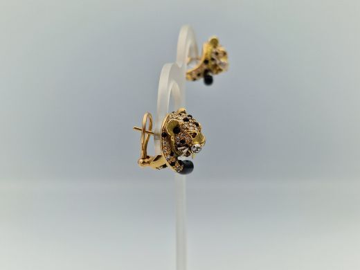 Золотые серьги с бриллиантом, 15.67 г