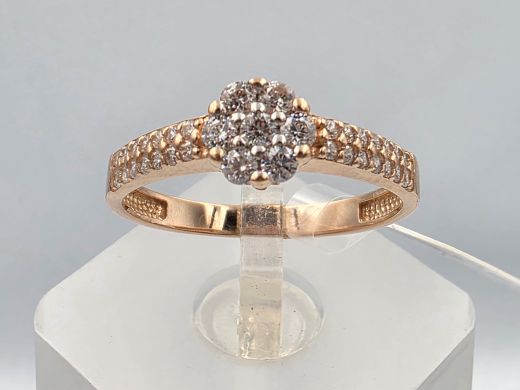 Gold ring with zircon, 2.17 g, size 18