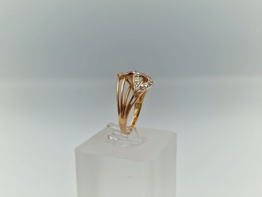 Золотое кольцо с цирконом, 3.3 г, разм. 17.5