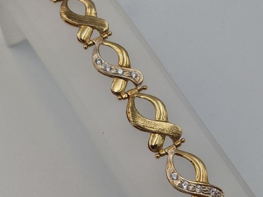 Zelta rokassprādze ar cirkoniju, 18.96 g, izm. 19