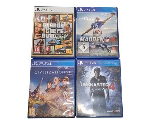 Madden16/ Civilizition VI/ Grand theft auto/ Uncharted 4 PS4