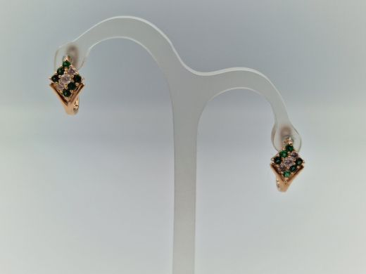 Золотые серьги с цирконом, 1.8 г