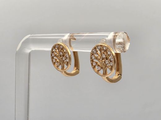 Золотые серьги с цирконом, 1.25 г