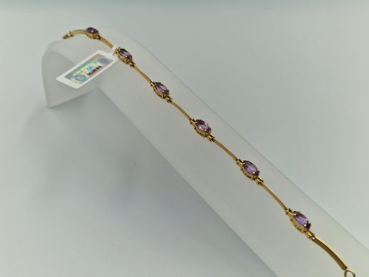 Zelta rokassprādze ar ametistu, 7.55 g, izm. 19