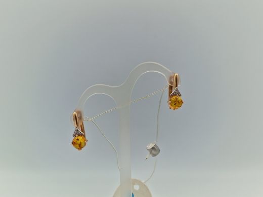 Zelta auskari ar dzintaru, 2.84 g