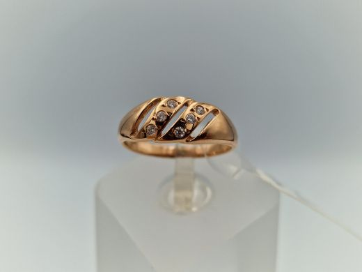 Zelta gredzens ar cirkoniju, 2.12 g, izm. 16